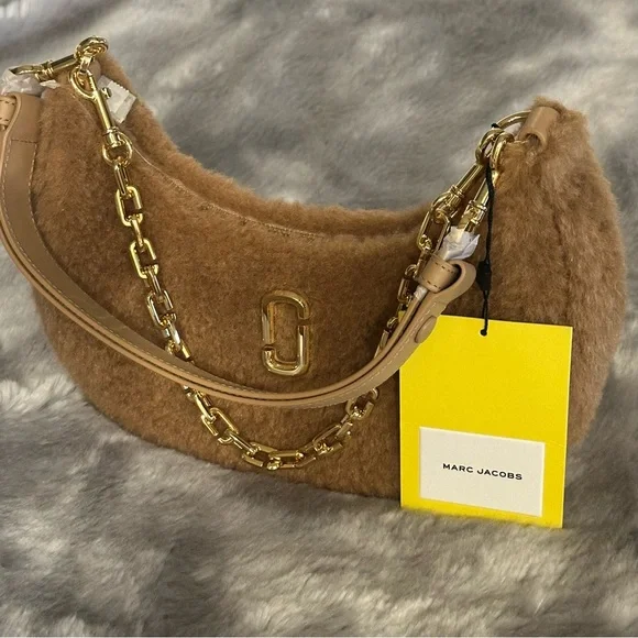 NWT MARC JACOBS The Teddy J Marc Curve Shoulder Bag Camel